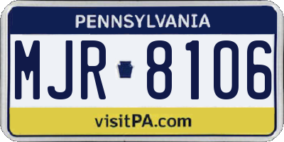 PA license plate MJR8106