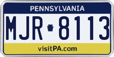 PA license plate MJR8113