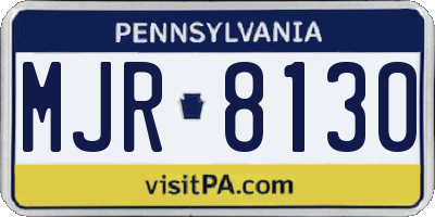 PA license plate MJR8130