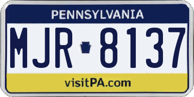 PA license plate MJR8137