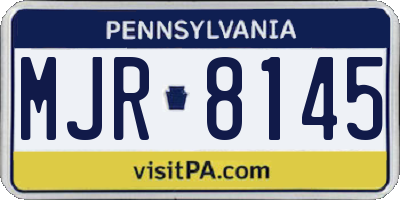 PA license plate MJR8145