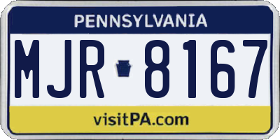 PA license plate MJR8167