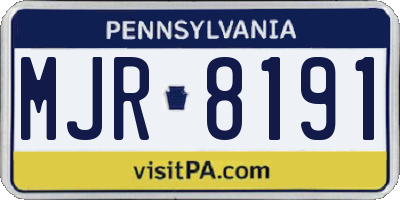 PA license plate MJR8191