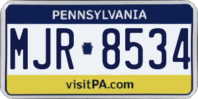 PA license plate MJR8534