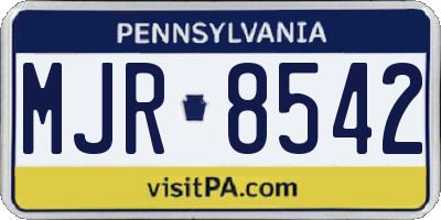 PA license plate MJR8542