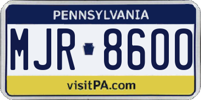 PA license plate MJR8600