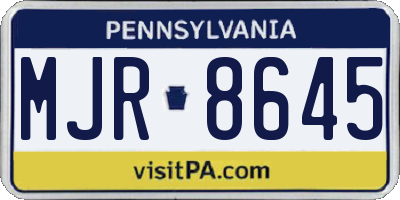 PA license plate MJR8645
