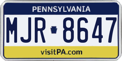 PA license plate MJR8647