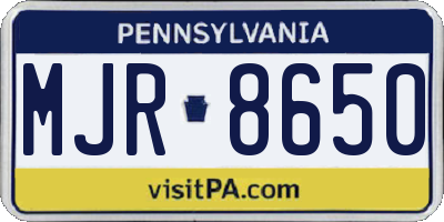 PA license plate MJR8650