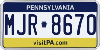 PA license plate MJR8670