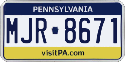 PA license plate MJR8671