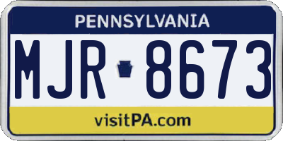 PA license plate MJR8673