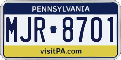 PA license plate MJR8701