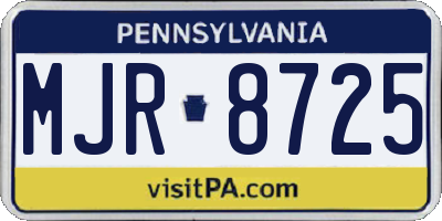 PA license plate MJR8725
