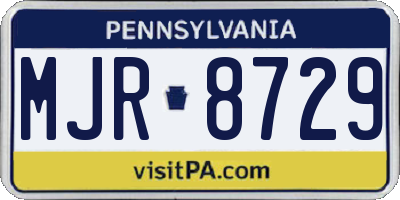 PA license plate MJR8729