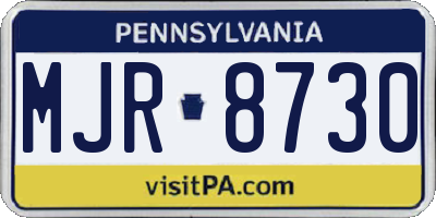 PA license plate MJR8730