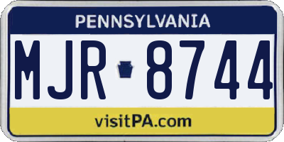 PA license plate MJR8744