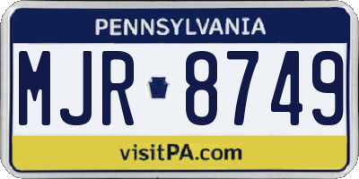 PA license plate MJR8749
