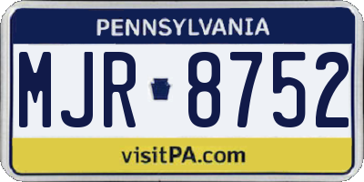 PA license plate MJR8752