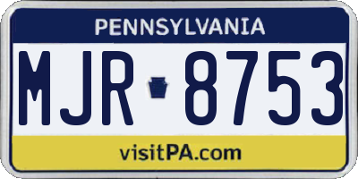 PA license plate MJR8753