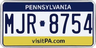 PA license plate MJR8754