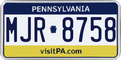 PA license plate MJR8758