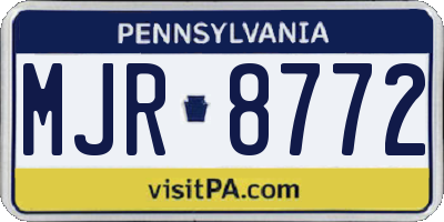 PA license plate MJR8772