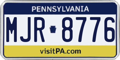PA license plate MJR8776