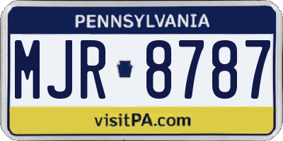 PA license plate MJR8787