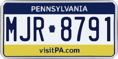 PA license plate MJR8791