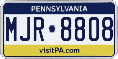 PA license plate MJR8808