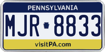 PA license plate MJR8833