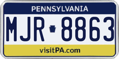 PA license plate MJR8863