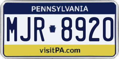 PA license plate MJR8920