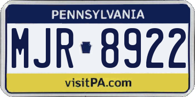 PA license plate MJR8922