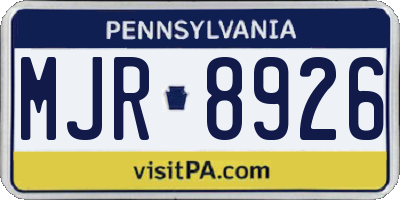 PA license plate MJR8926