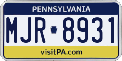 PA license plate MJR8931