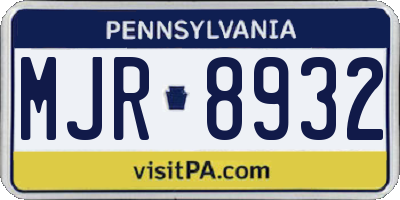 PA license plate MJR8932