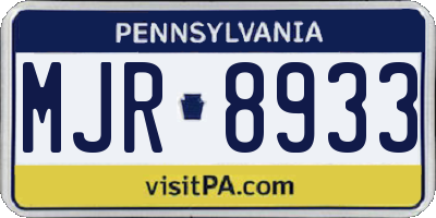 PA license plate MJR8933