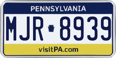 PA license plate MJR8939