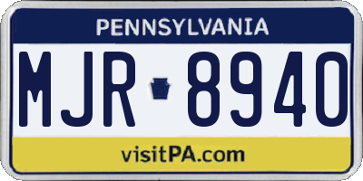 PA license plate MJR8940
