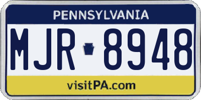 PA license plate MJR8948