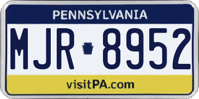 PA license plate MJR8952
