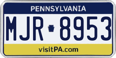 PA license plate MJR8953