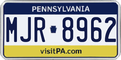 PA license plate MJR8962