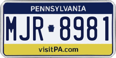 PA license plate MJR8981