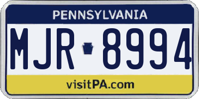 PA license plate MJR8994