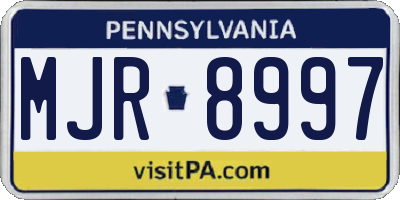 PA license plate MJR8997