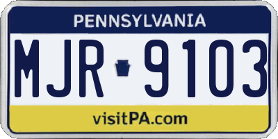 PA license plate MJR9103