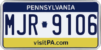 PA license plate MJR9106